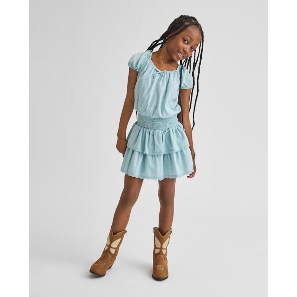 The Children's Place Light Blue Tiered Dress Girls with Smocked Ruffle 10/12